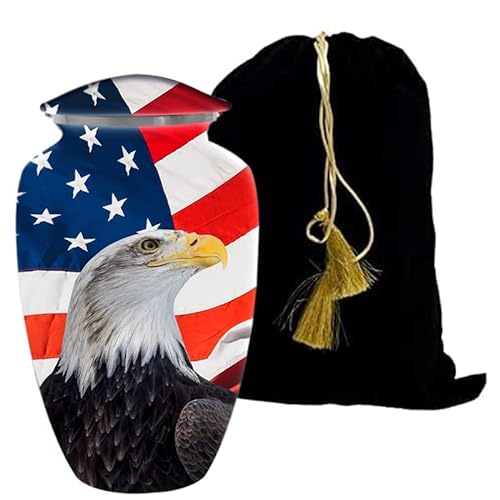 American Flag Adult Cremation Urn with Eagle Design