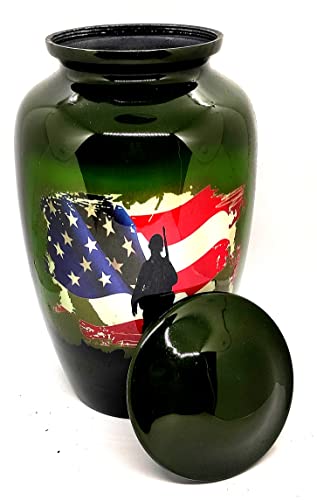 American Flag Patriotic Urn for Human Ashes Tribute to Soldier