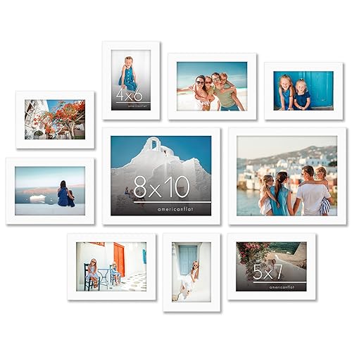 Americanflat 10 Piece White Picture Frames Collage Wall Decor