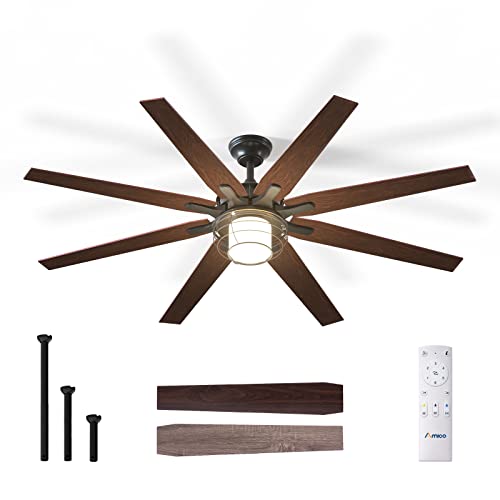 66'' Indoor/Outdoor Black Ceiling Fan with Remote Control by Amico 