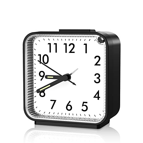 AMIR Silent Non Ticking Travel Alarm Clock with Snooze & Light