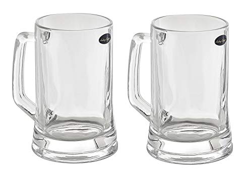 Amlong Crystal Beer Mug Set of 2 - Traditional Design, 12 oz Capacity