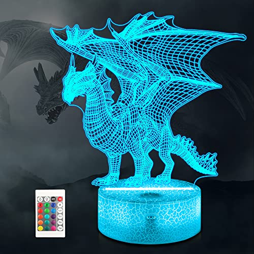 3D Dragon Night Light Toy with Remote Control - Perfect Kids Room Decor and Gift