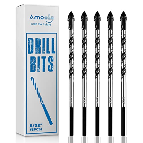 amoolo 5/32" Concrete Drill Bit & Masonry Drill Bit Set (5PCS)