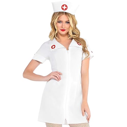 amscan Hospital Nurse Costume Kit - Adult (2-4) - White - 1 Set