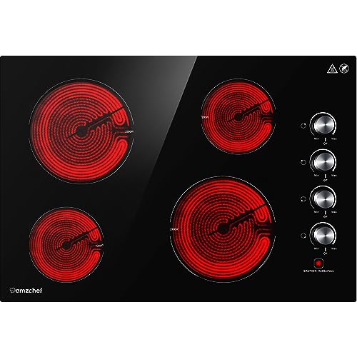 Portable Electric Cooktop 2 Burner, Cooksir 110V Plug in Electric Stovetop  with Protective Full Metal Edge, 12 Inch Countertop & Built-in Ceramic  Cooktop with Child Safety Lock, Timer, Sensor Touch