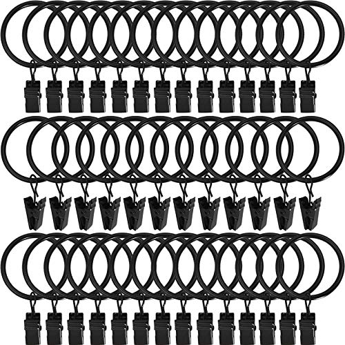 AMZSEVEN 40 Pack Curtain Rings with Clips