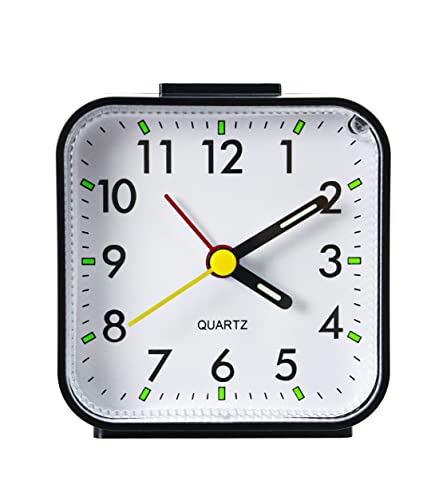Analog Travel Alarm Clock - Super Silent Small Desk Clock with Snooze