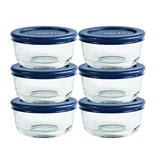 Anchor Hocking 1-Cup Round Food Storage Containers - Durable Glass Containers for Convenient Food Storage