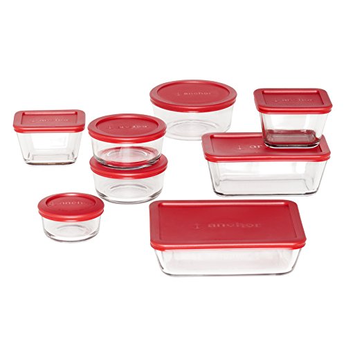 Anchor Hocking Glass Food Storage Containers, 16-Piece Set
