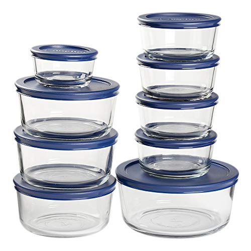 Anchor Hocking Glass Food Storage Containers with Navy Lids