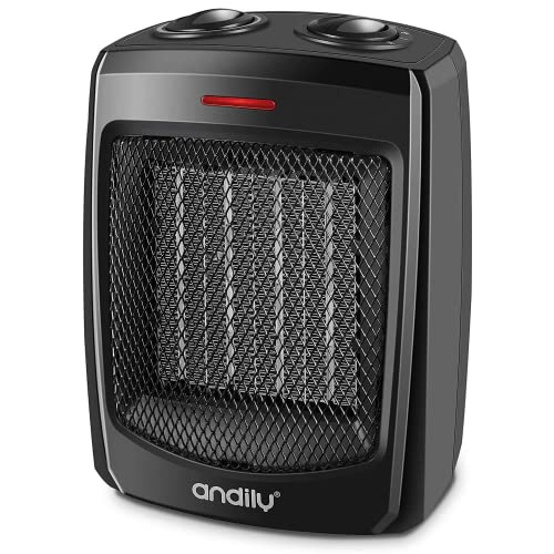 Andily 750W/1500W Ceramic Space Heater for Home and Office in Black