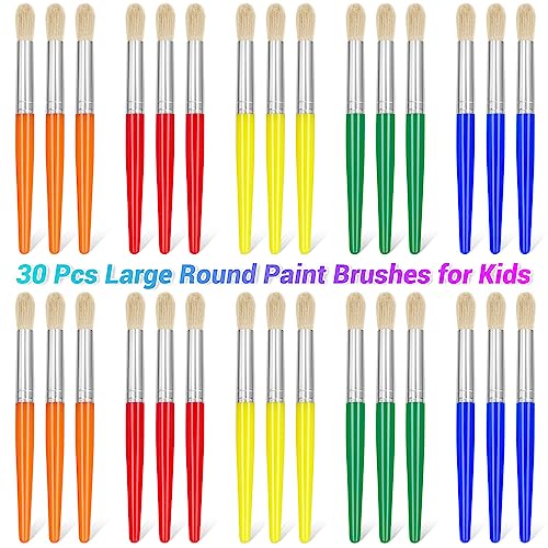 50 Pcs Small Paint Brushes for Kids, Teens, Short Handle Paint Brushes Bulk  for Detail Painting (10.5cm (25 Flat + 25 Round)) 
