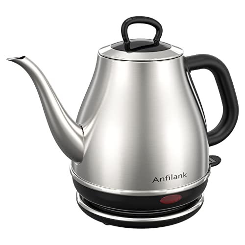 Anfilank Stainless Steel Electric Kettle- 1.0L, 1500 Watt Quick Heating-Silver