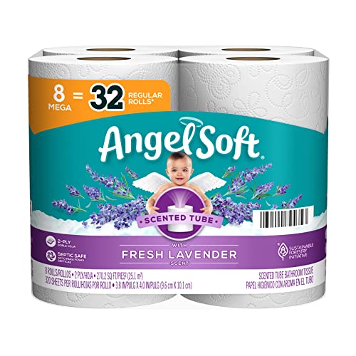 Lavender Scented Angel Soft 2-Ply Toilet Paper, 8 Mega Rolls