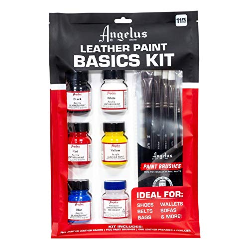 Angelus Leather Paint Basics: 5 Paints, Deglazer & Brush Set