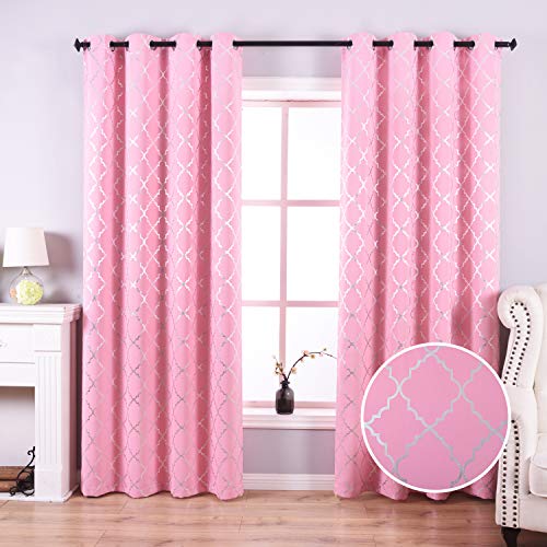 Anjee Pink Blackout Curtains for Girls Bedroom