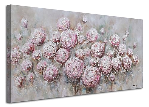 Pink Flowers Canvas Floral Abstract Rose Painting