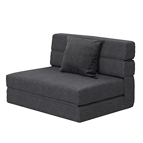 ANONER Memory Foam Sofa Bed with Fold Out Couch, Twin Size, Dark Gray