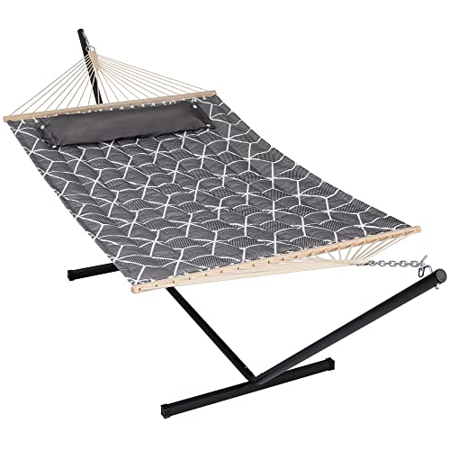 ANOW Double Hammock with Stand, 2 Person, 450 lb Capacity, Gray