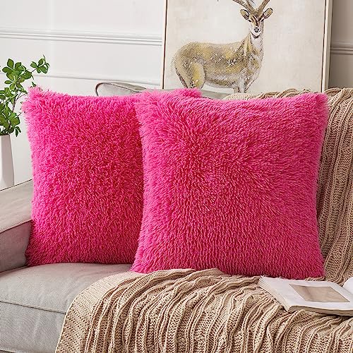 ANRODUO Faux Fur Throw Pillow Covers