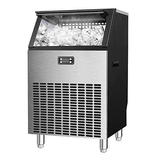 Antarctic Star 265 Lbs/24H Stainless Steel Ice Maker with 48 Lbs Storage