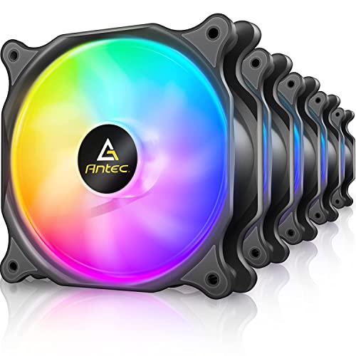 Antec 120mm RGB Case Fan, 5-Pack: Easy Installation, Quiet Operation, Vibrant RGB Lighting