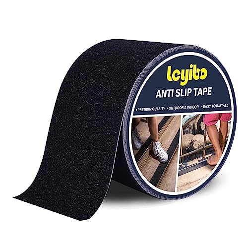 Leyibo 4 Inch x 42 Ft Non-Slip Grip Tape for Stairs - Black