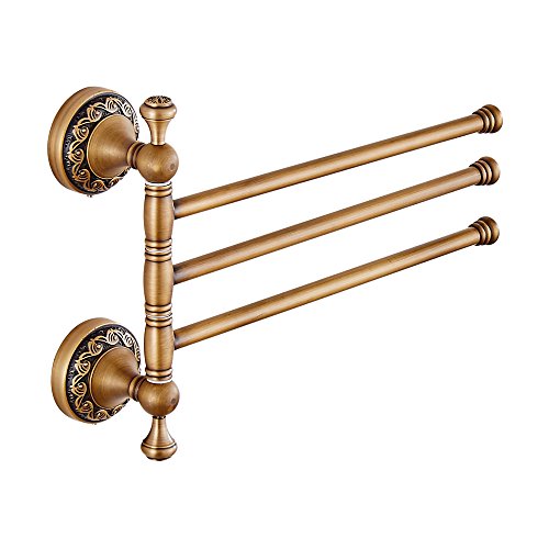 Antique Brass 3 Arm Swing Towel Rack