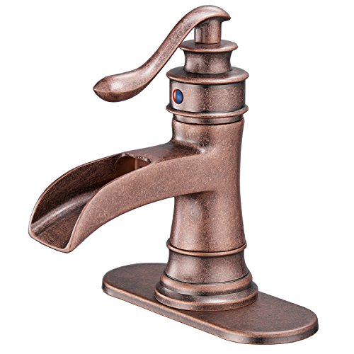 Antique Brass Sink Vanity Bath Restroom Basin Single Handle Waterfall Rose Mixer Tap