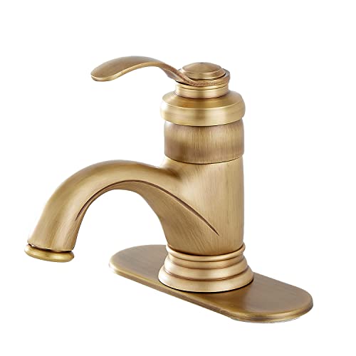Antique Brass Waterfall Bathroom Sink Faucet