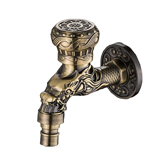 Antique Bronze Water Faucet, Wall Mounted Vintage Dragon Style Single Lever Handle Water tap Faucet for Sink, Washing Machine Tap, Garden Tap