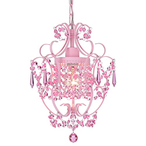 Antique House Pink Mini Crystal Chandelier
