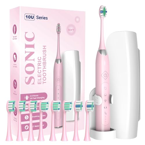 ANVS Sonic Electric Toothbrush with Travel Case & 8 Brush Heads