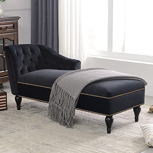 Anwick Modern Fabric Chaise Lounge - Grey/Black
