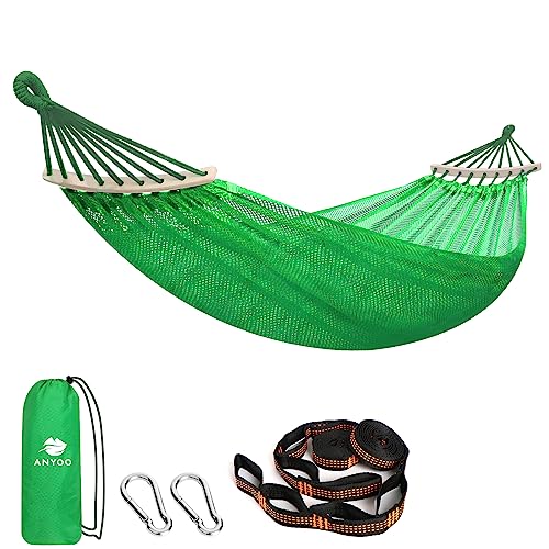 Anyoo Breathable Mesh Camping Hammock with Spreader Bar and Tree Straps