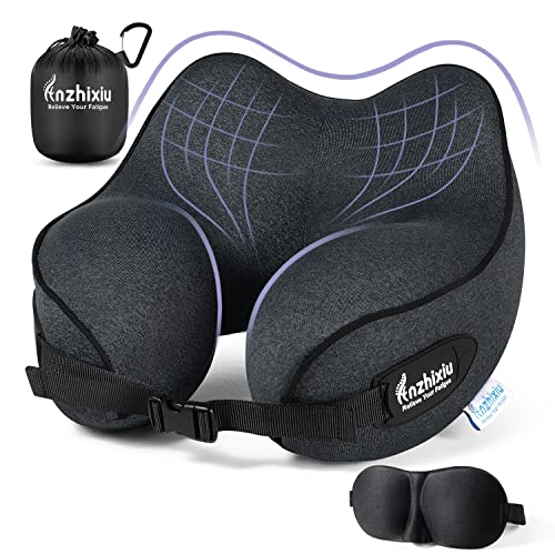 BUYUE Travel Neck Pillows for Airplane, 360° Head Support Sleeping  Essentials for Long Flight, Skin-Friendly & Breathable, Kit with 3D  Contoured Eye
