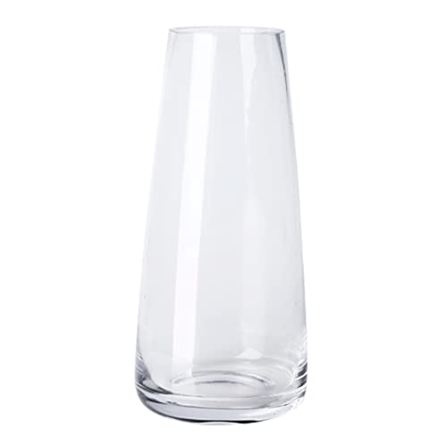 Handmade Clear Glass Flower Vase 8.7 Inch for Home Decor