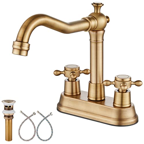 Aolemi Antique Brass 4 Inch Centerset Bathroom Sink Faucet