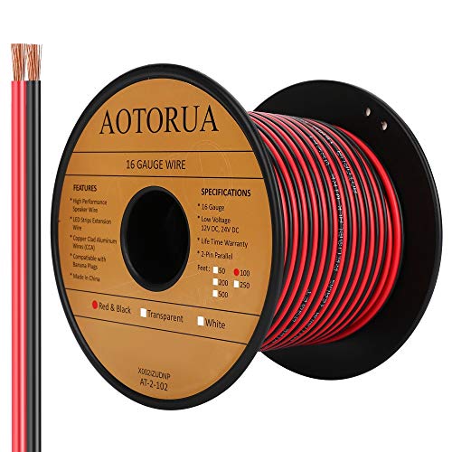 AOTORUA 100FT Red Black Cable Hookup Electrical Wire