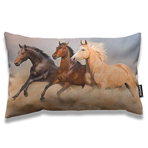 Wild Horse Trio 12x20 Inch Cotton Linen Pillow Cover