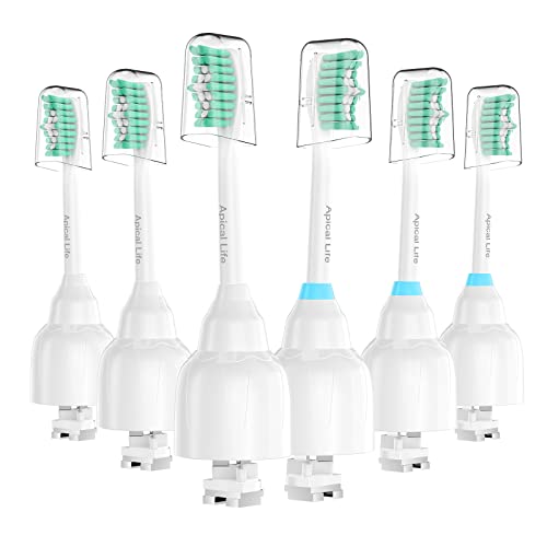 Apical Life Electric Toothbrush Replacement Heads Compatible with Philips Sonicare Screw-on E-Series Electric Rechargeable Toothbrush, Precision Clean Toothbrush Heads Refills, 6 Pack