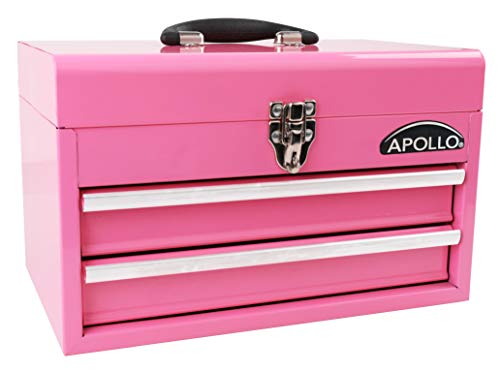 Apollo Tools 14 Inch Steel Tool Box with 2 Drawers