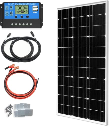 Apowery 100W 12V Monocrystalline Off Grid System + 20A Solar Charge Controller