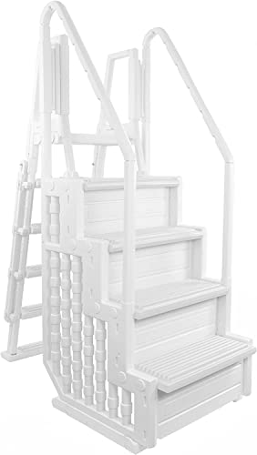Everest Pool Step & Flip Up Ladder - White" - Aqua Select