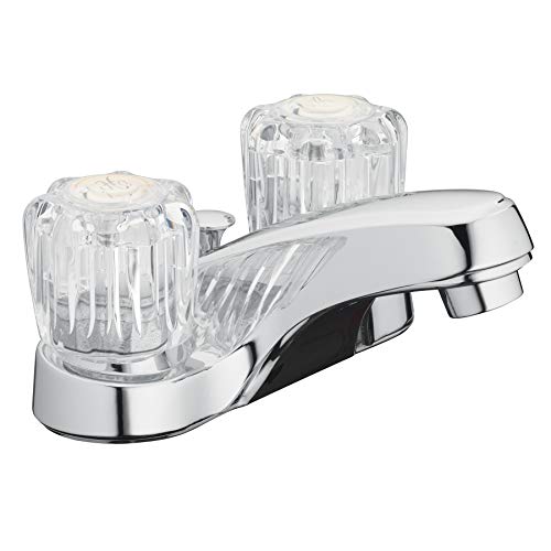 Aqua Vista Bathroom Sink Faucet - Polished Chrome with Acrylic Round Knobs