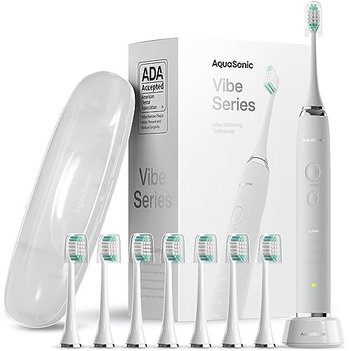 Aquasonic Ultra-Whitening Toothbrush: 8 Brush Heads, Wireless Charging