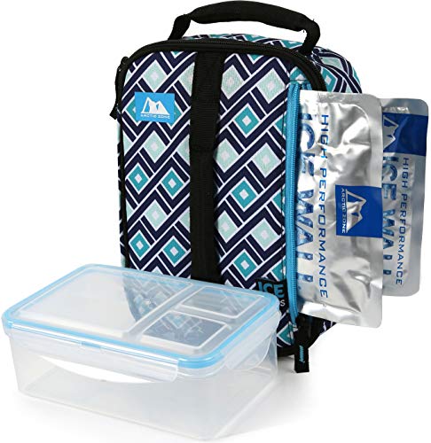 Arctic Zone Upright Lunch Box with Ice Walls and Food Container - Tabatha Diamonds, Blue