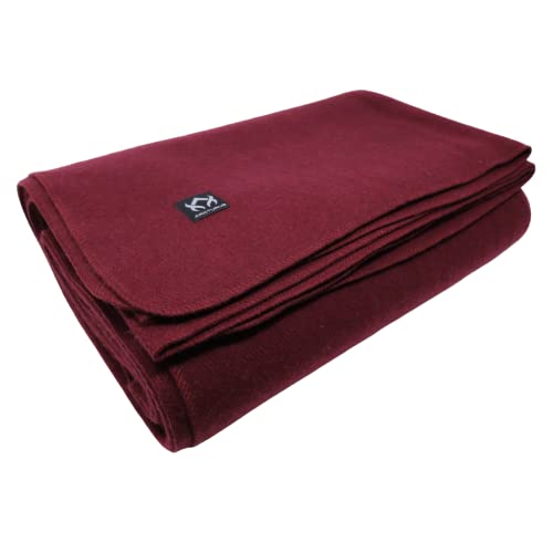 Arcturus Military Wool Blanket - 4.5 lbs, Warm, Heavy, Washable, Large 64" x 88" - Great for Camping, Outdoors, Survival & Emergency Kits (Wine)