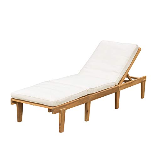 Ariana Acacia Wood Chaise Lounge with Cushion